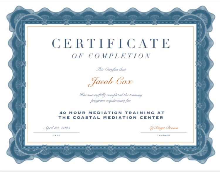 Jacob Cox on LinkedIn: I am thrilled to have received my Mediation Jacob Cox on LinkedIn: I am thrilled to have received my Mediation