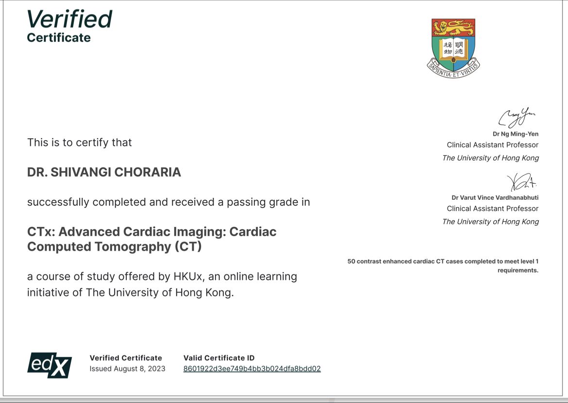 Dr Shivangi Choraria on LinkedIn: Cardiac CT certification one step Dr Shivangi Choraria on LinkedIn: Cardiac CT certification one step