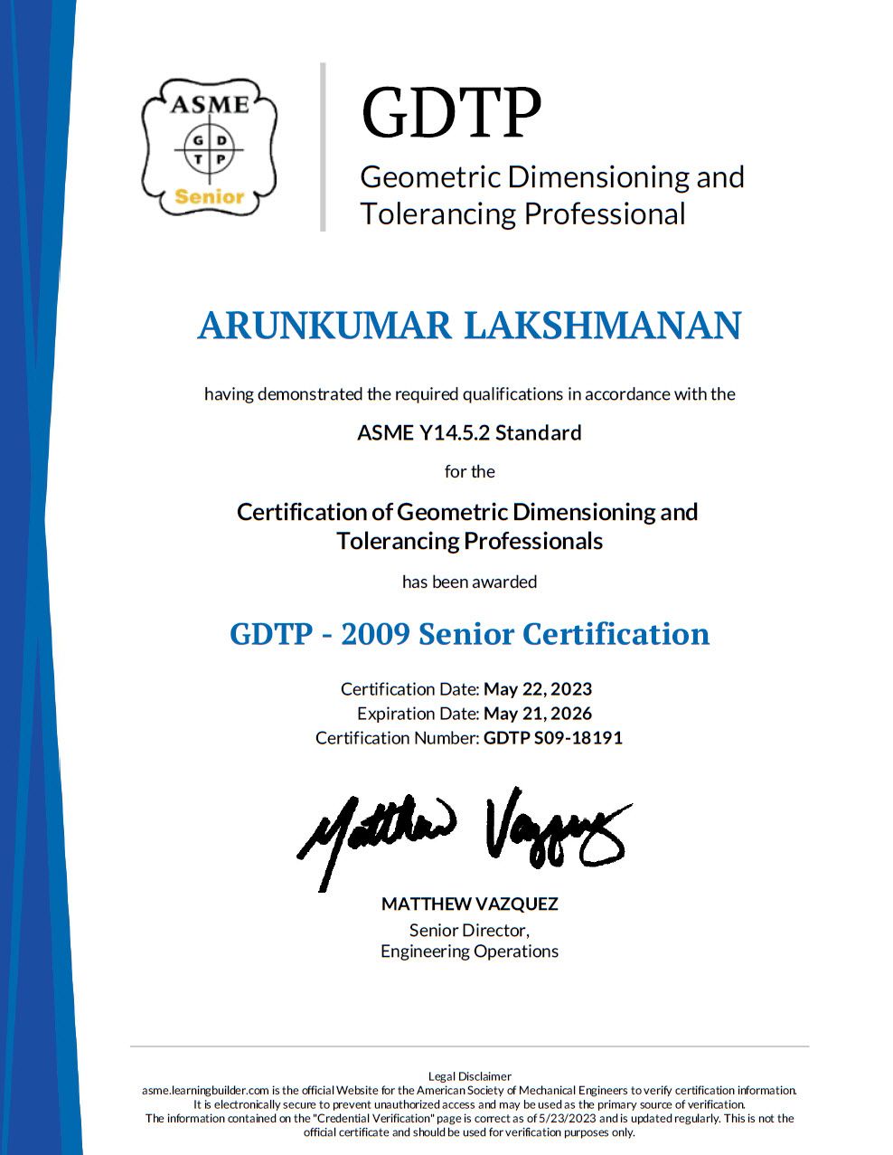 Arunkumar Lakshmanan on LinkedIn: #asme #gdt #certification # Arunkumar Lakshmanan on LinkedIn: #asme #gdt #certification #