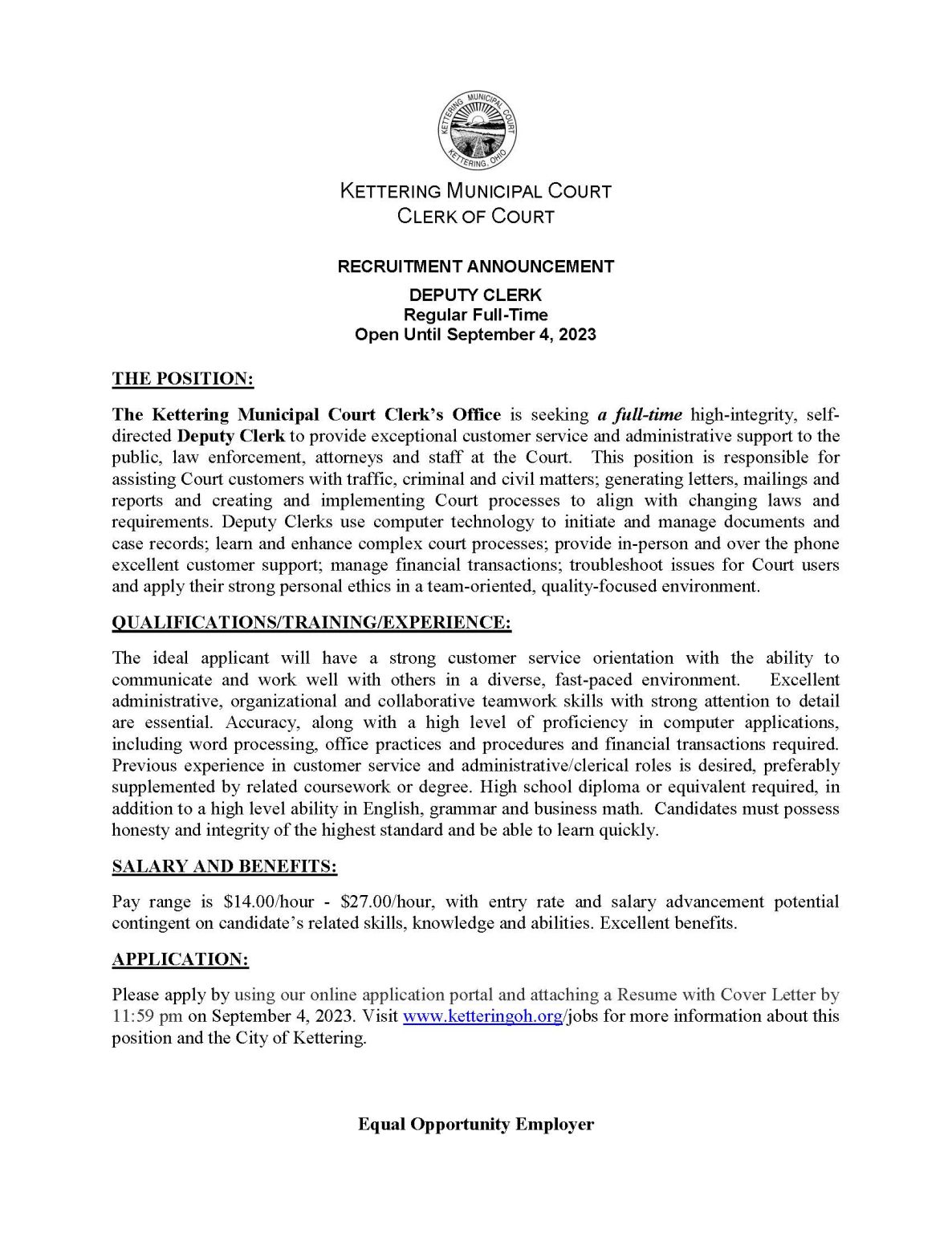 City of Kettering on LinkedIn: The Kettering Municipal Court Clerk s City of Kettering on LinkedIn: The Kettering Municipal Court Clerk s