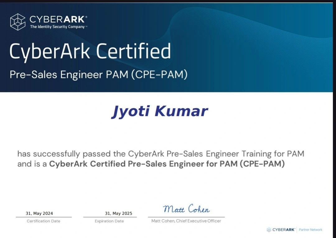 Jyoti Kumar on LinkedIn: #cyberark #certification #pam #cybersecurity # Jyoti Kumar on LinkedIn: #cyberark #certification #pam #cybersecurity #