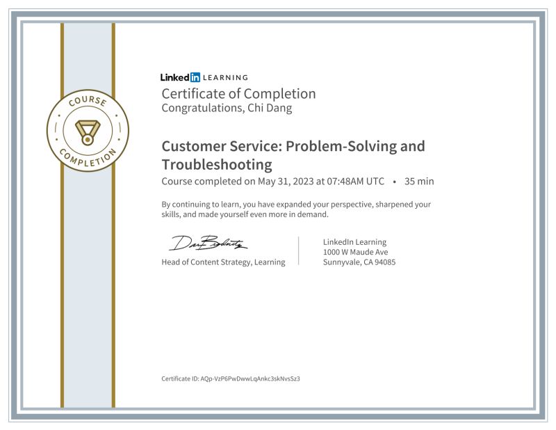Chi Dang on LinkedIn: Certificate of Completion Chi Dang on LinkedIn: Certificate of Completion