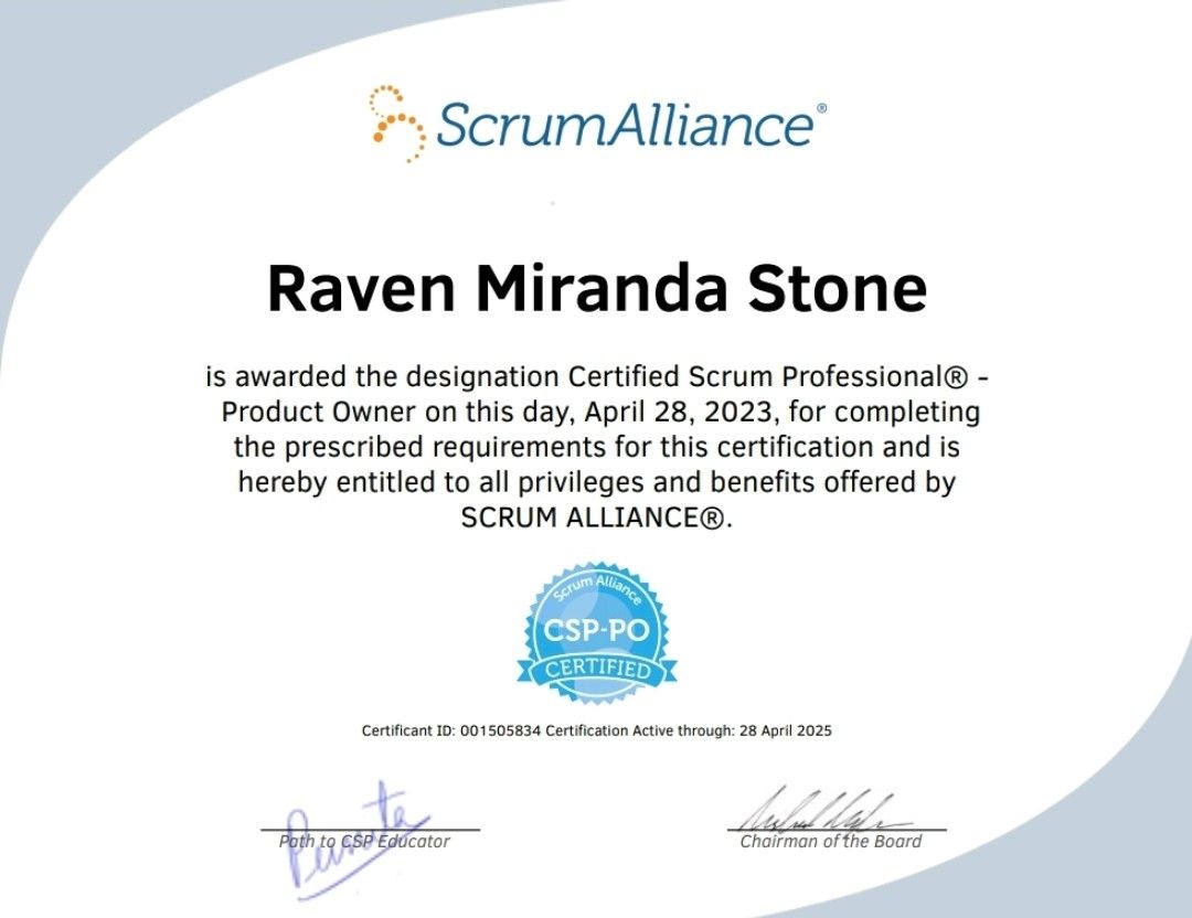 Raven Stone M Ed CSP PO on LinkedIn: #scrum 11 comments Raven Stone M Ed CSP PO on LinkedIn: #scrum 11 comments