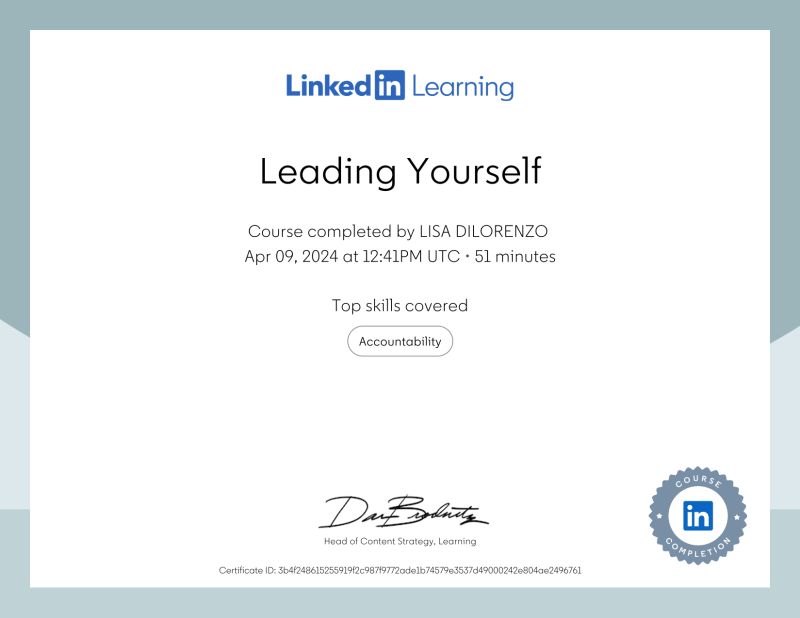 LISA DILORENZO on LinkedIn: Certificate of Completion