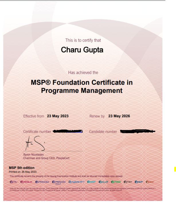 Charu Gupta on LinkedIn: Completed MSP Foundation Certification Charu Gupta on LinkedIn: Completed MSP Foundation Certification