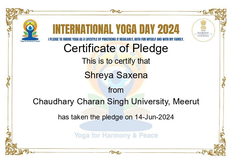 Shreya Saxena on LinkedIn: #yogaday #ccsu #certification #glbajaj Shreya Saxena on LinkedIn: #yogaday #ccsu #certification #glbajaj