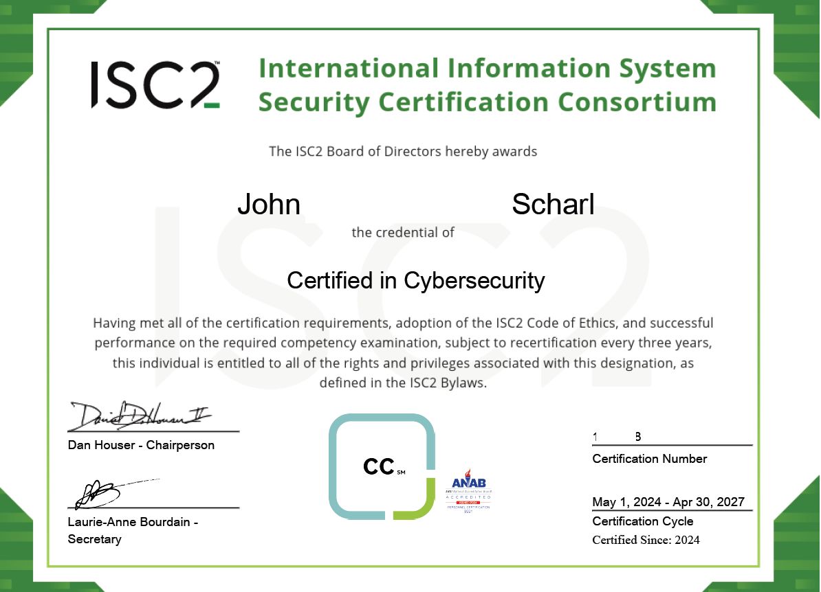 John S on LinkedIn: Achieved an entry level ISC2 Cybersecurity John S on LinkedIn: Achieved an entry level ISC2 Cybersecurity