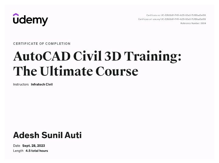 Adesh Auti on LinkedIn: Completed AutoCAD Civil 3D Certification By Adesh Auti on LinkedIn: Completed AutoCAD Civil 3D Certification By