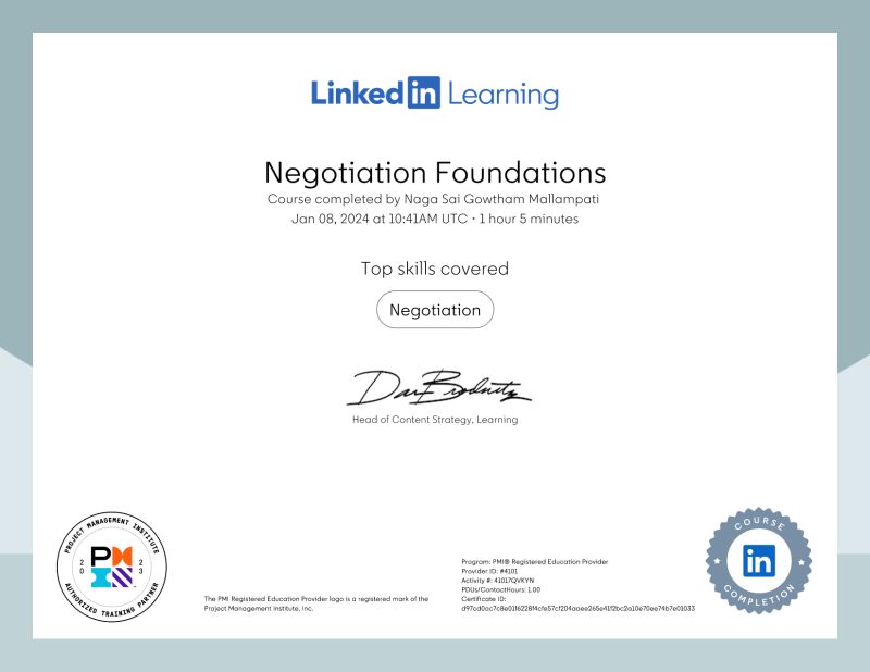 Naga Sai Gowtham Mallampati on LinkedIn: Certificate of Completion