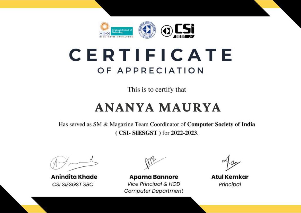 Ananya Maurya on LinkedIn: #csi #certificate #teamwork #exploration # Ananya Maurya on LinkedIn: #csi #certificate #teamwork #exploration #