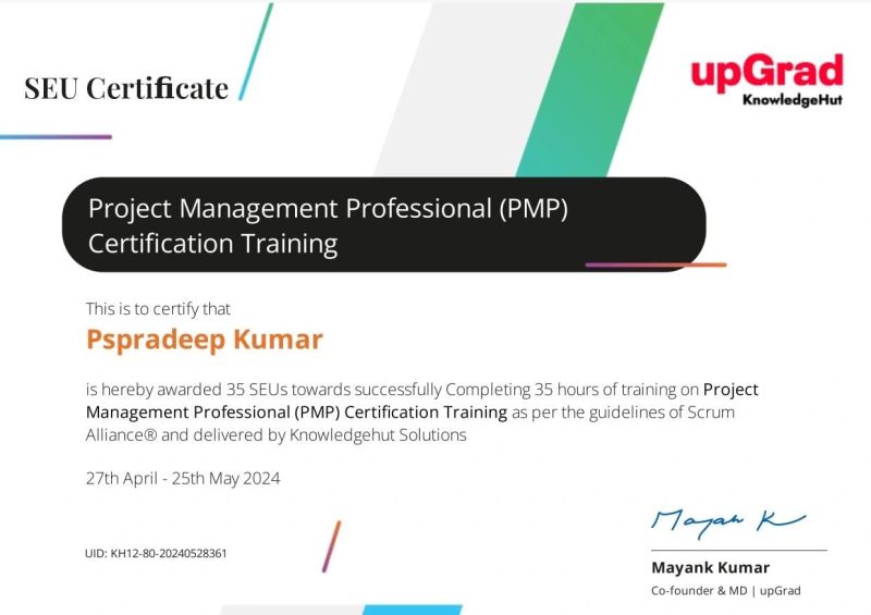 pradeep parchuri on LinkedIn: Happy to inform you all on my completion pradeep parchuri on LinkedIn: Happy to inform you all on my completion