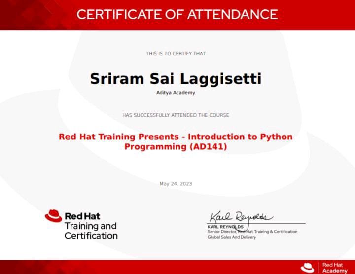 SRIRAM SAI LAGGISETTI on LinkedIn: #redhat #certification # SRIRAM SAI LAGGISETTI on LinkedIn: #redhat #certification #