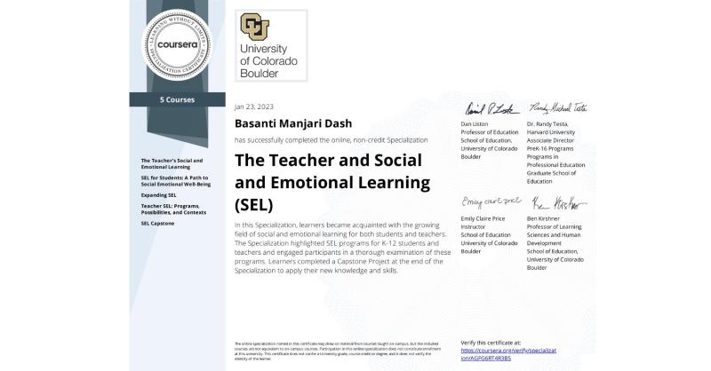 Basanti Dash on LinkedIn: Completion Certificate for The Teacher and Basanti Dash on LinkedIn: Completion Certificate for The Teacher and
