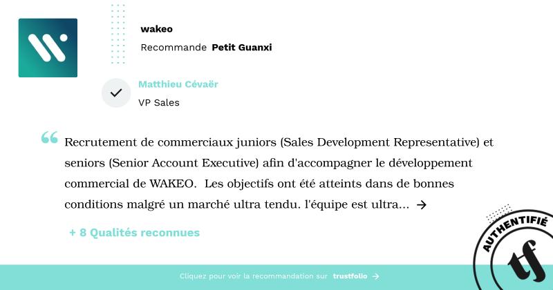 Laëtitia Amiault on LinkedIn: wakeo recommande Petit Guanxi