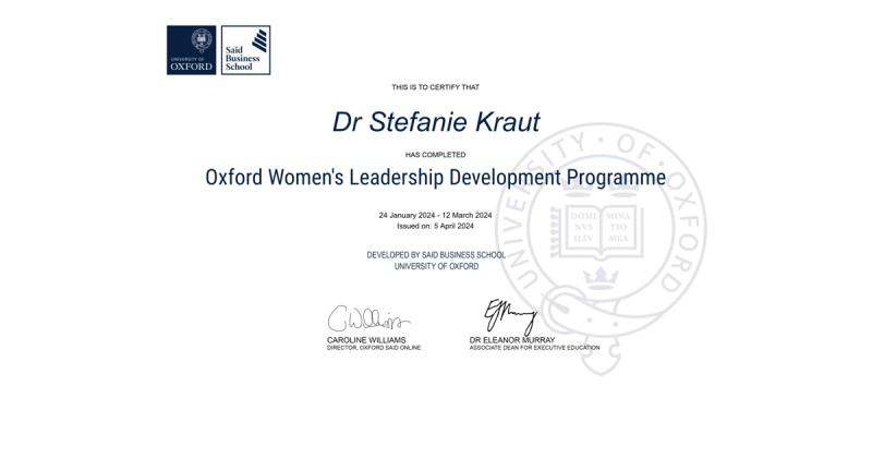 Dr. Stefanie Kraut on LinkedIn: Oxford Women's Leadership Development ...