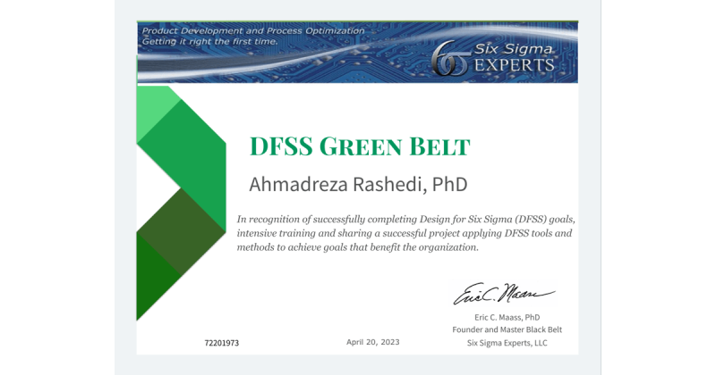 Ahmadreza Rashedi on LinkedIn: DFSS Green Belt • Ahmadreza Rashedi PhD Ahmadreza Rashedi on LinkedIn: DFSS Green Belt • Ahmadreza Rashedi PhD