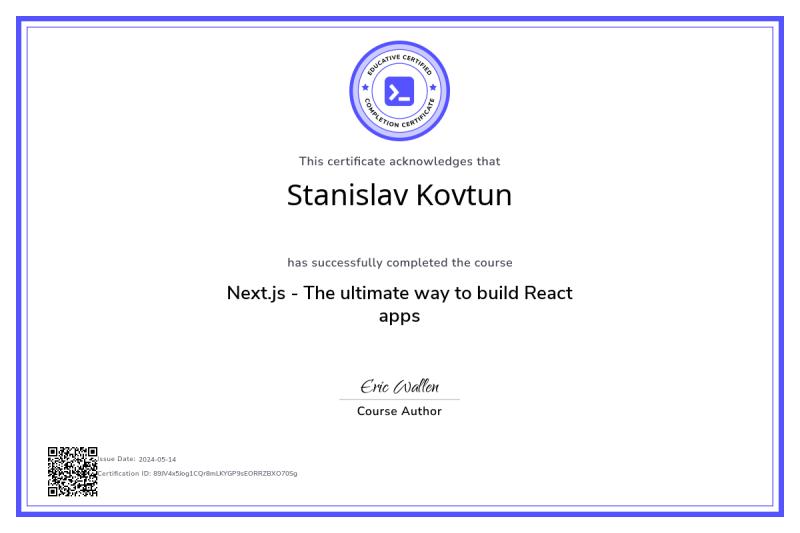 Stanislav K on LinkedIn: Course Certification Stanislav K on LinkedIn: Course Certification