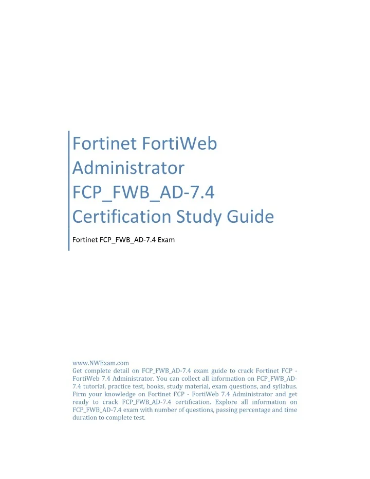 NWExam on LinkedIn: PPT Fortinet FortiWeb Administrator FCP FWB AD 7 NWExam on LinkedIn: PPT Fortinet FortiWeb Administrator FCP FWB AD 7