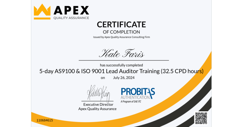 Kate Faris on LinkedIn: 5 day AS9100 ISO 9001 Lead Auditor Training Kate Faris on LinkedIn: 5 day AS9100 ISO 9001 Lead Auditor Training