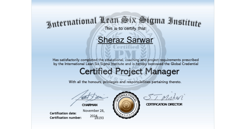 Sheraz Sarwar CPM (ILSSI UK) on LinkedIn: Certified Project Manager Sheraz Sarwar CPM (ILSSI UK) on LinkedIn: Certified Project Manager