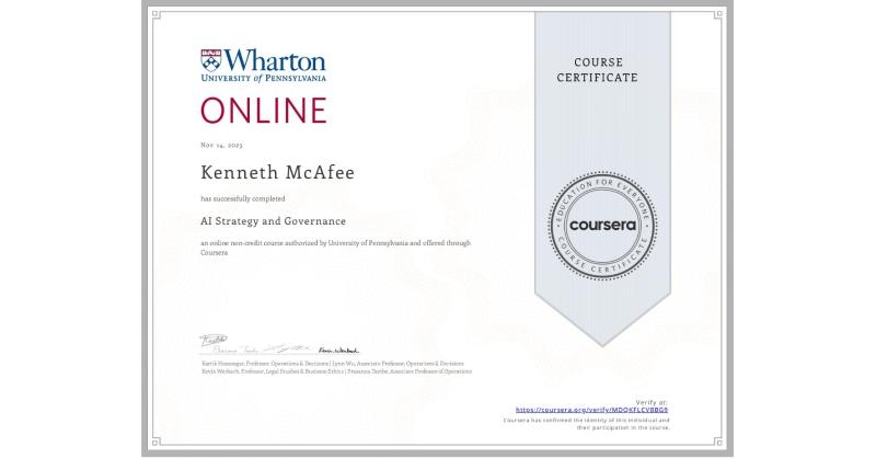 Ken McAfee on LinkedIn: Completion Certificate for AI Strategy and Ken McAfee on LinkedIn: Completion Certificate for AI Strategy and