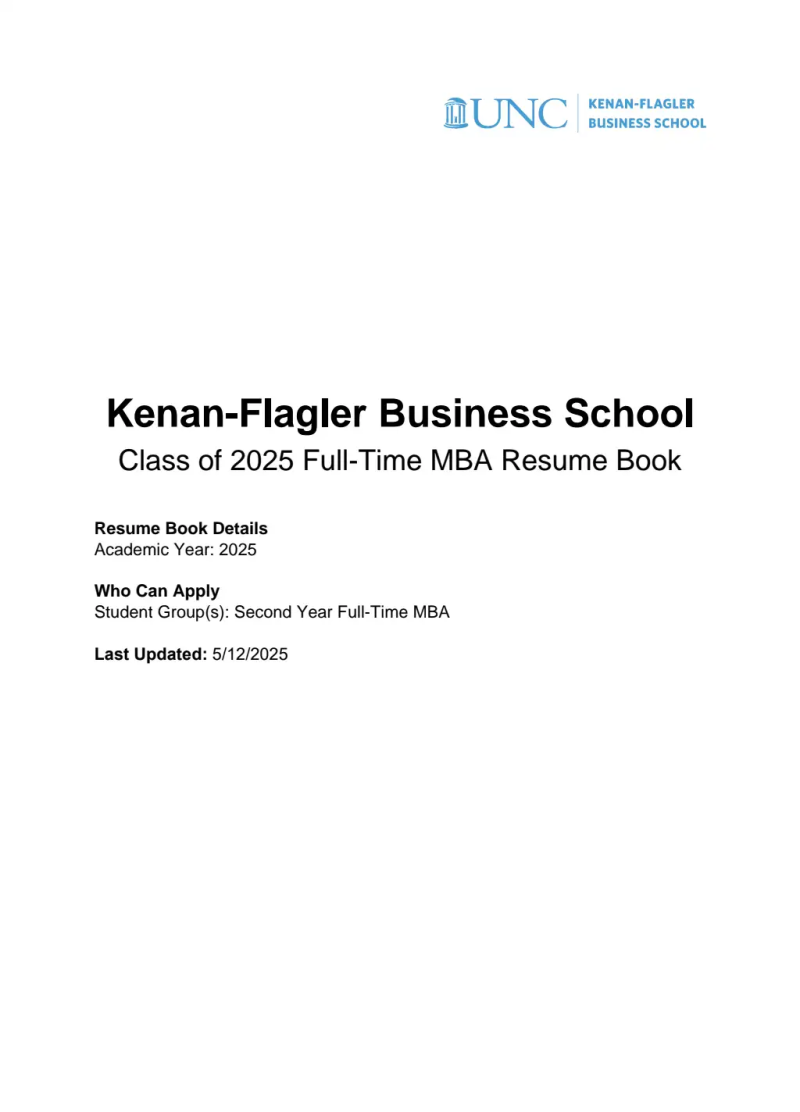 Class of 2025 Full Time MBA Resume Book pdf MBA Career Leadership Class of 2025 Full Time MBA Resume Book pdf MBA Career Leadership