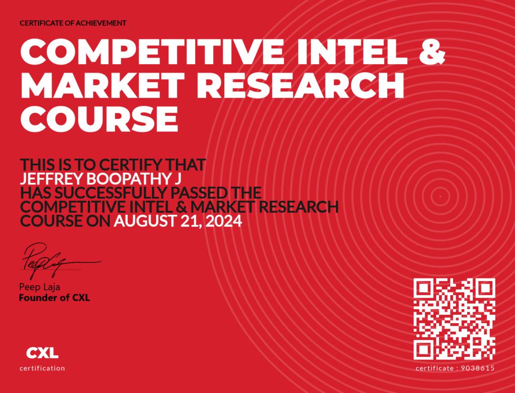 Jeffrey Boopathy on LinkedIn: CXL Certificate: Competitive Intel Jeffrey Boopathy on LinkedIn: CXL Certificate: Competitive Intel