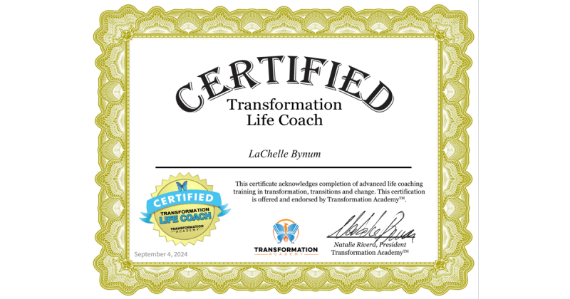 LaChelle B on LinkedIn: Transformation Life Coach Certification LaChelle B on LinkedIn: Transformation Life Coach Certification