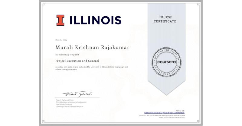 Murali Rajakumar on LinkedIn: Completion Certificate for Project Murali Rajakumar on LinkedIn: Completion Certificate for Project