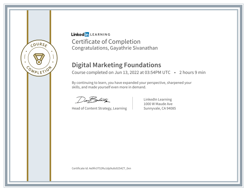 Gayathrie Sivanathan on LinkedIn: Certificate of Completion Gayathrie Sivanathan on LinkedIn: Certificate of Completion