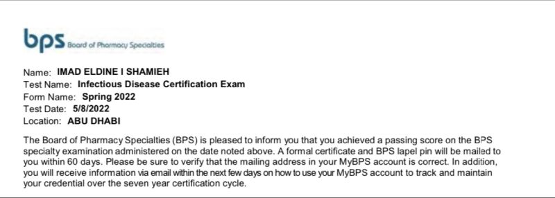 Imad El Dine Shamieh Bsc Pharm BCPS BCIDP on LinkedIn: Officially Imad El Dine Shamieh Bsc Pharm BCPS BCIDP on LinkedIn: Officially