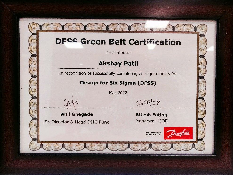 Akshay Patil on LinkedIn: Finally got the frame: DFSS Green Belt Akshay Patil on LinkedIn: Finally got the frame: DFSS Green Belt