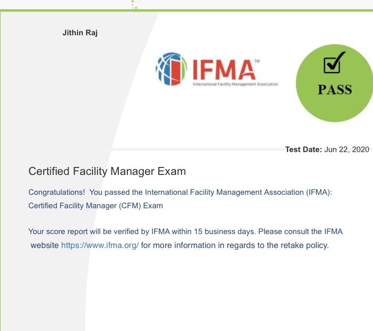 Jithin Raj CFM on LinkedIn: Cleared the Certified facility manager s Jithin Raj CFM on LinkedIn: Cleared the Certified facility manager s