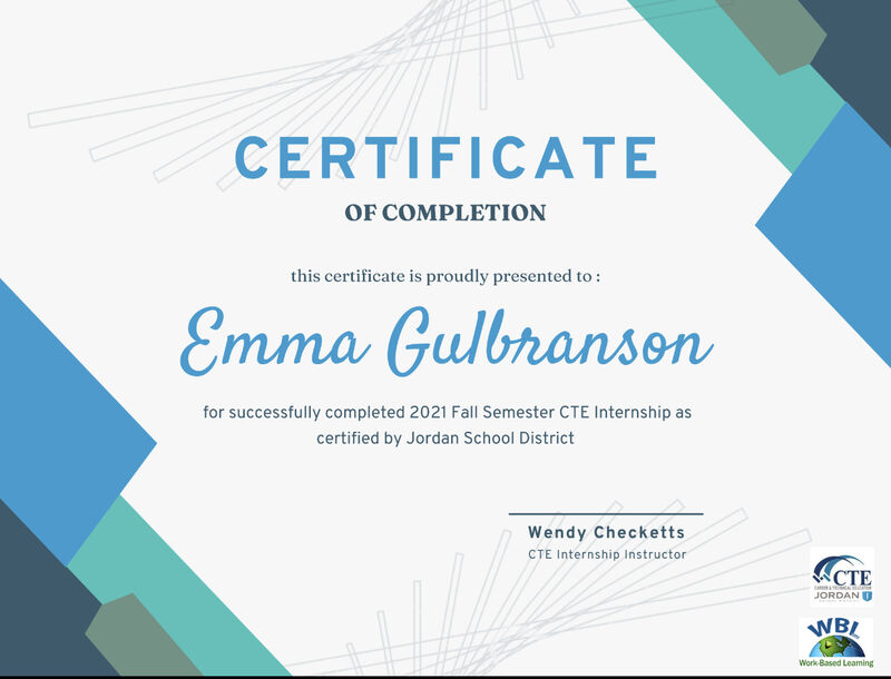 Emma G on LinkedIn: CTE internship certification Emma G on LinkedIn: CTE internship certification