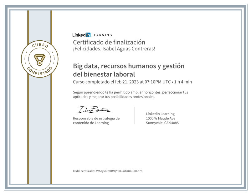 Isabel Aguas Contreras en LinkedIn: Certificate of Completion Isabel Aguas Contreras en LinkedIn: Certificate of Completion