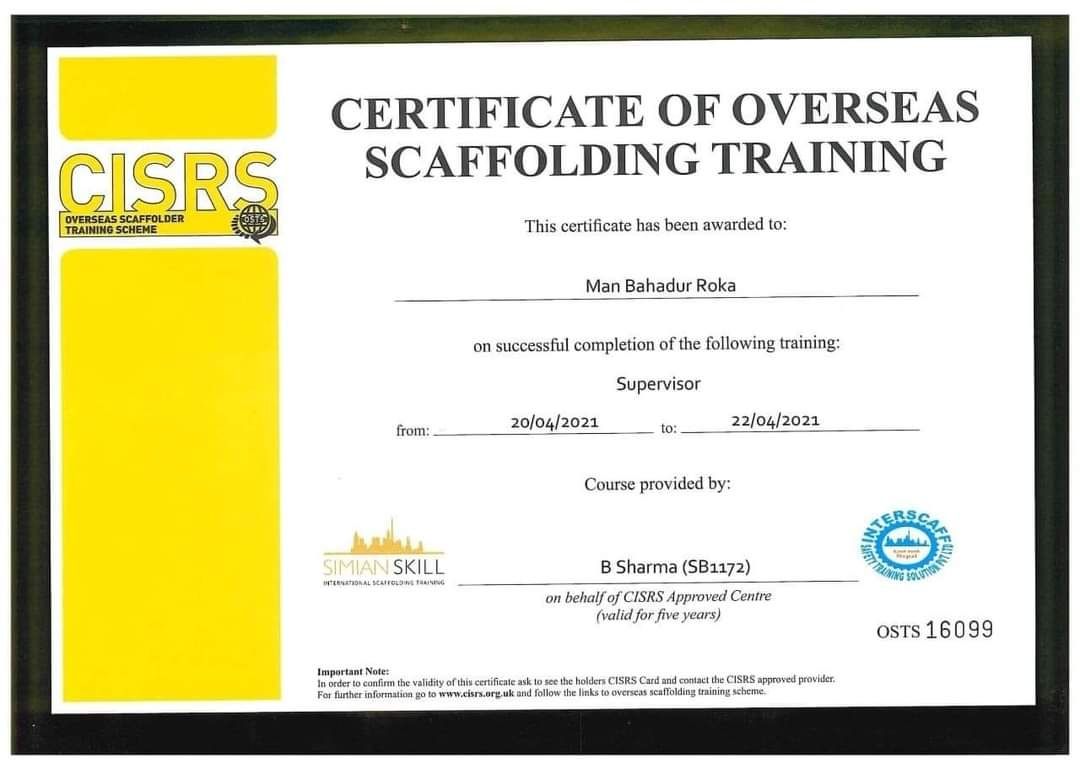 Manu Roka on LinkedIn: osts cisrs certified supervisor certificate Manu Roka on LinkedIn: osts cisrs certified supervisor certificate