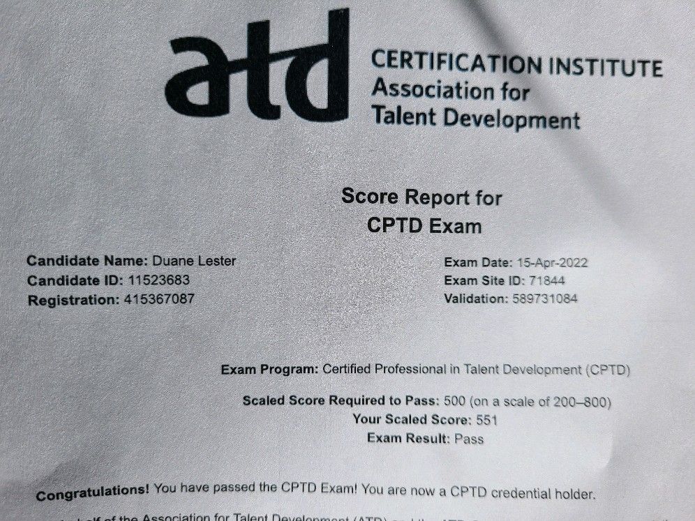 Passed my CPTD exam today I am now a Certified Professional in Talent Passed my CPTD exam today I am now a Certified Professional in Talent