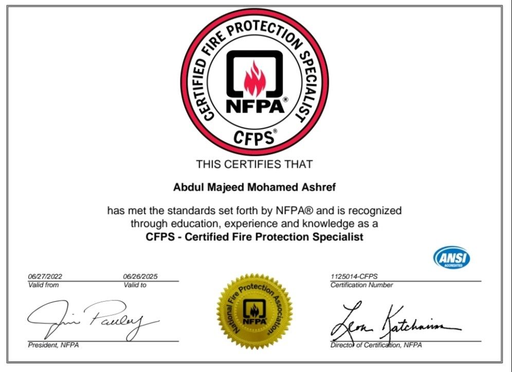 Mohamed Ashraf Abdul Majeed NEBOSH IGC CFPS(NFPA) on LinkedIn Mohamed Ashraf Abdul Majeed NEBOSH IGC CFPS(NFPA) on LinkedIn
