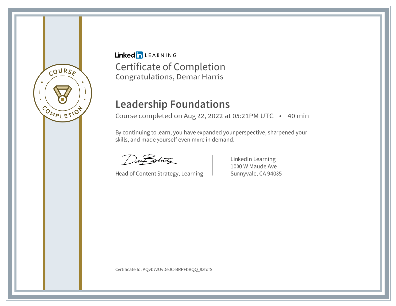 Demar Harris on LinkedIn: Certificate of Completion Demar Harris on LinkedIn: Certificate of Completion