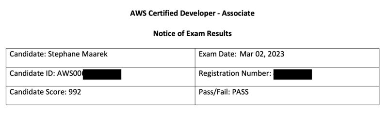 Stéphane Maarek on LinkedIn: AWS Certified Developer DVA C02 Exam: 992/ Stéphane Maarek on LinkedIn: AWS Certified Developer DVA C02 Exam: 992/