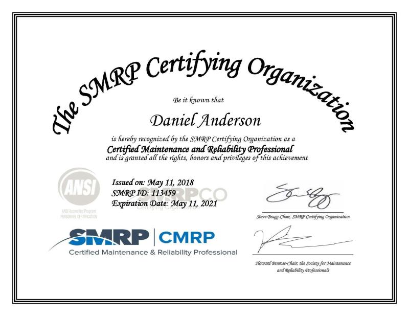 Dan Anderson MBA CRL CMRP on LinkedIn: Very proud to announce my Dan Anderson MBA CRL CMRP on LinkedIn: Very proud to announce my