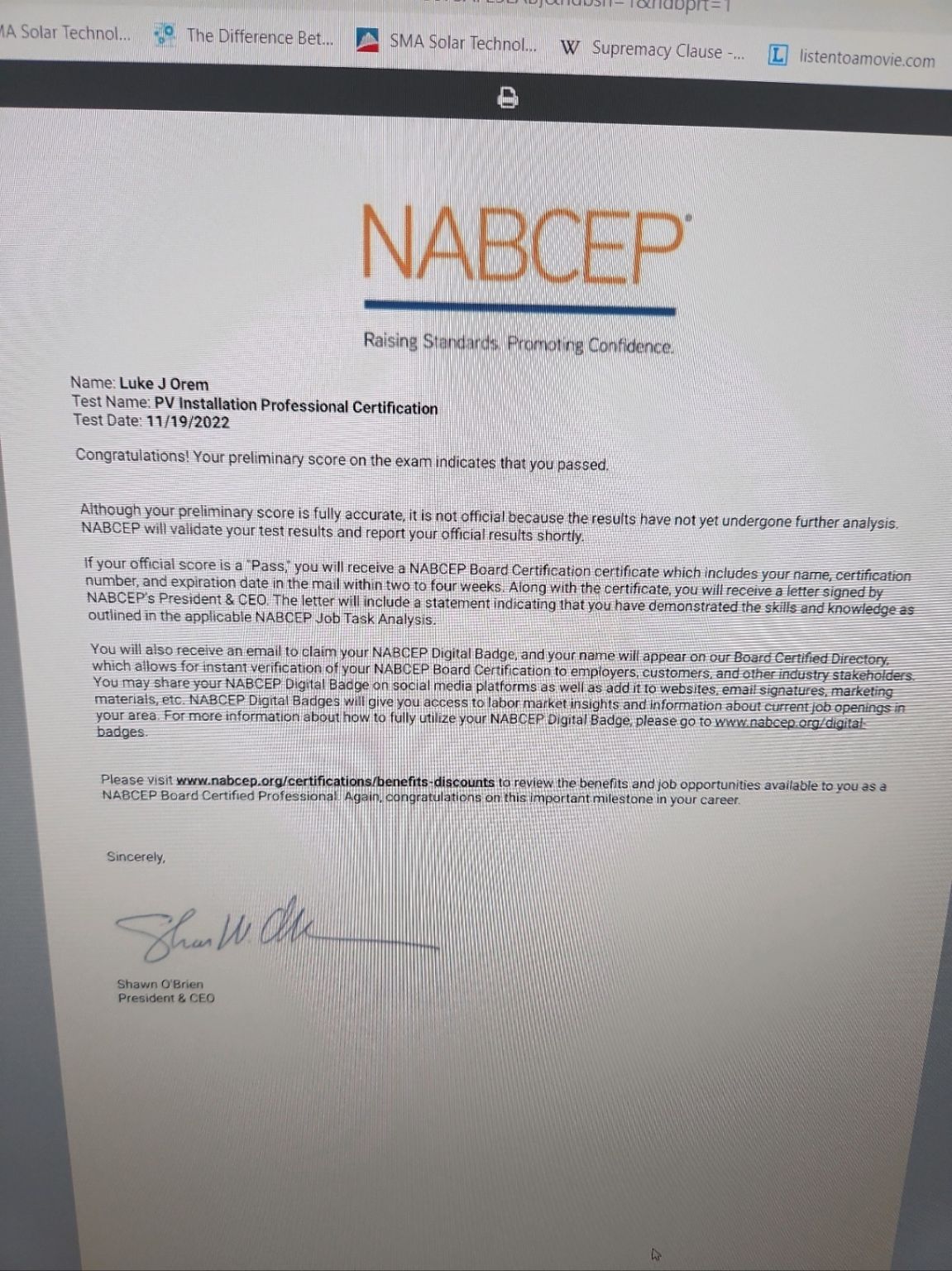 Luke Orem on LinkedIn: passed my nabcep pvip exam first try Luke Orem on LinkedIn: passed my nabcep pvip exam first try