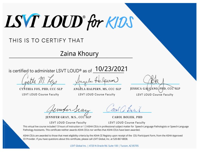 Zaina Khoury M S CCC SLP on LinkedIn: Today concludes the LSVT LOUD Zaina Khoury M S CCC SLP on LinkedIn: Today concludes the LSVT LOUD