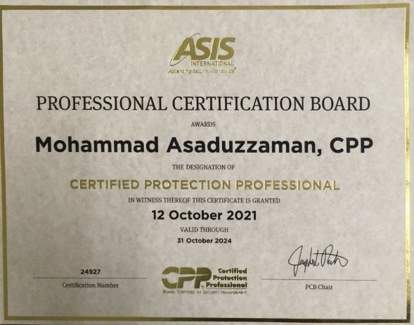 Md Asaduzzaman CPP® on LinkedIn: Received the CPP Certification from Md Asaduzzaman CPP® on LinkedIn: Received the CPP Certification from