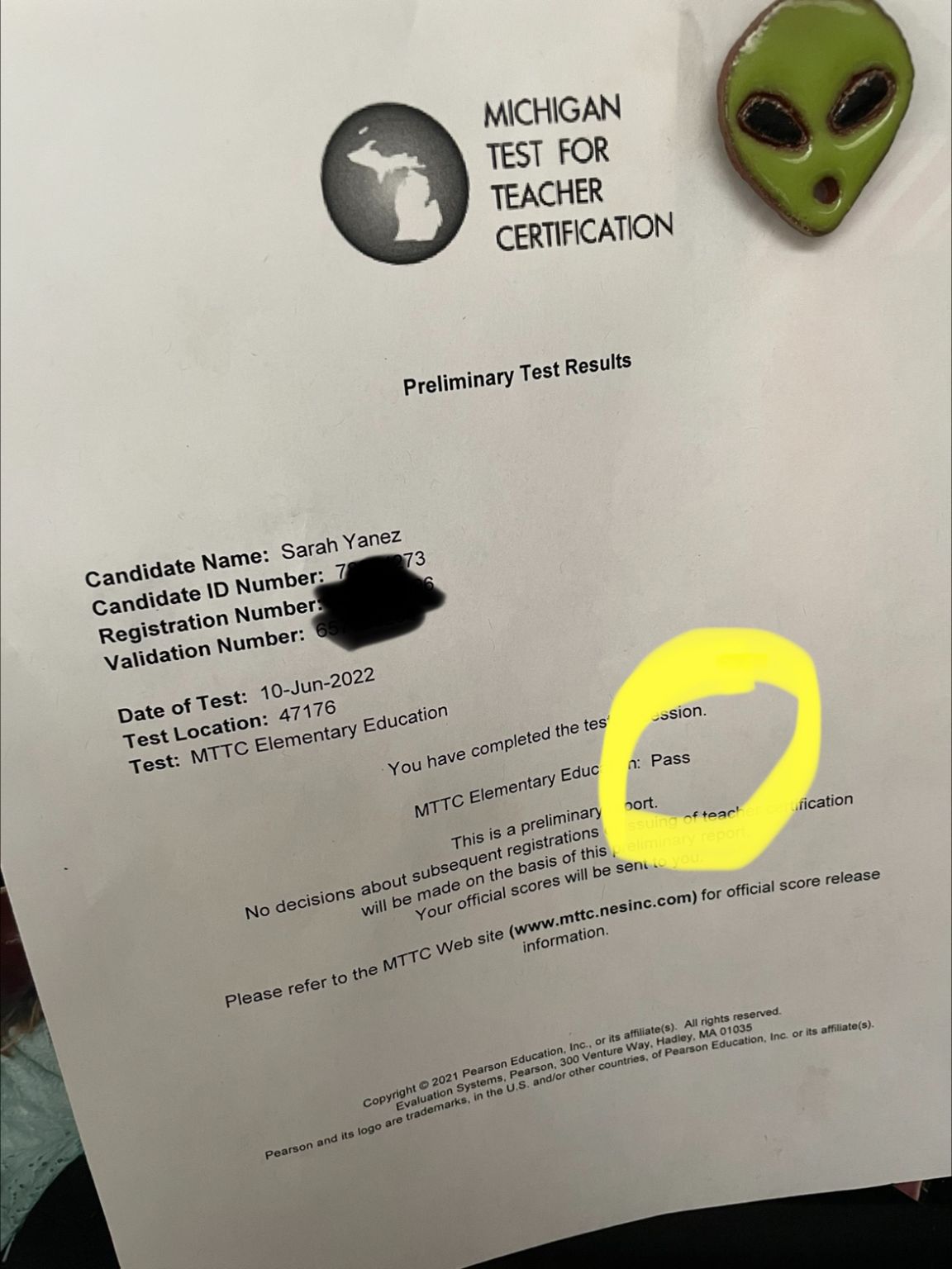 My wife passed her Michigan teacher certification exam So proud of My wife passed her Michigan teacher certification exam So proud of