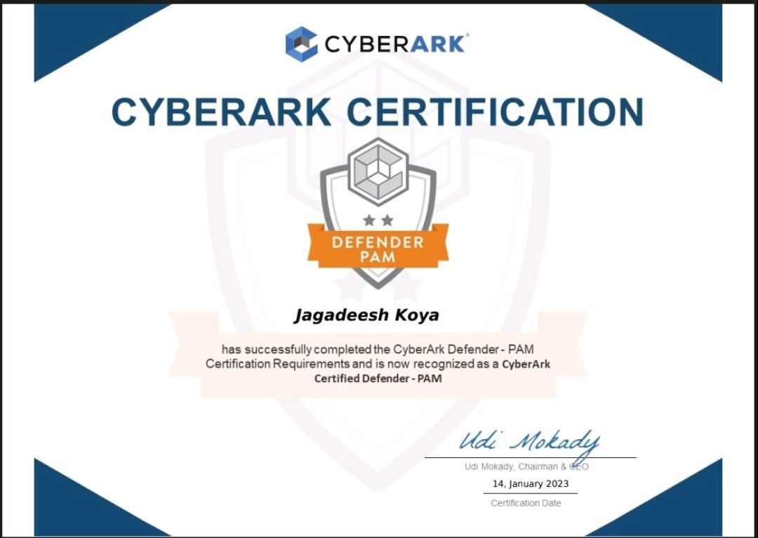 Jagadeesh koya on LinkedIn: I have completed Cyberark Defender PAM Jagadeesh koya on LinkedIn: I have completed Cyberark Defender PAM