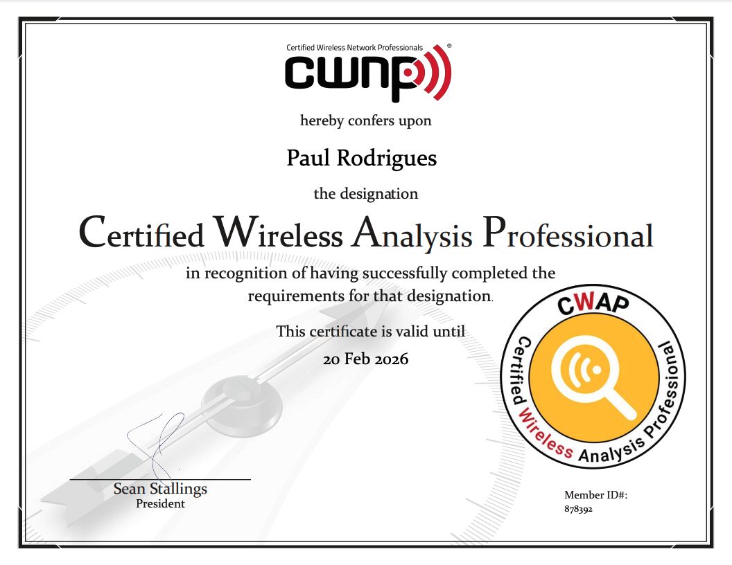 Paul Rodrigues on LinkedIn: Passed the CWNP CWAP exam yesterday It is Paul Rodrigues on LinkedIn: Passed the CWNP CWAP exam yesterday It is