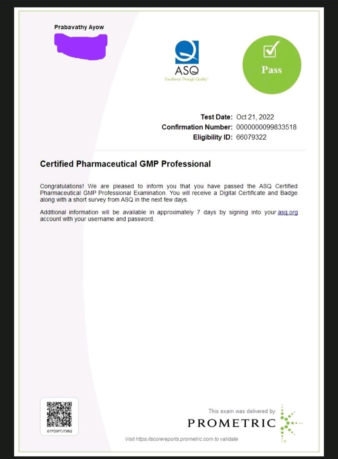 Completed my 1st ASQ certification Prabavathy Ayow 21 comments Completed my 1st ASQ certification Prabavathy Ayow 21 comments