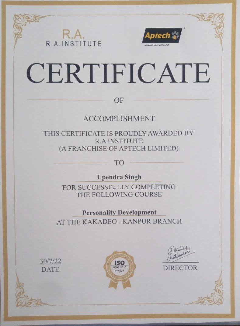 Upendra Singh on LinkedIn: Personality Development Certificate Upendra Singh on LinkedIn: Personality Development Certificate