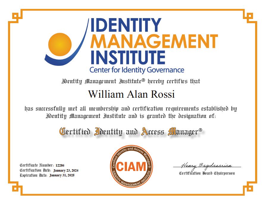 William Rossi on LinkedIn: #ciam #identitymanagement #certification William Rossi on LinkedIn: #ciam #identitymanagement #certification
